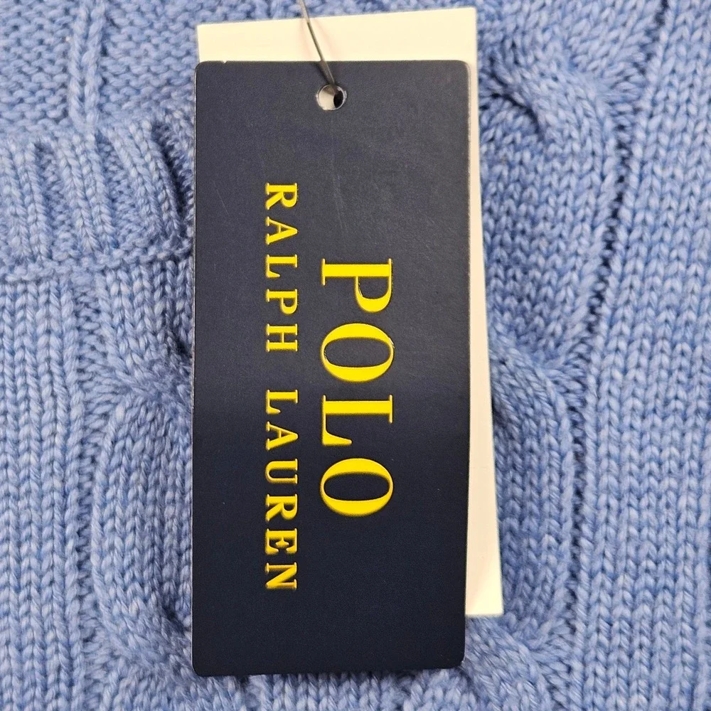 NEW Polo Ralph Lauren Sweater Mens XL Blue Cable Knit Cotton Crew Neck MSRP $110